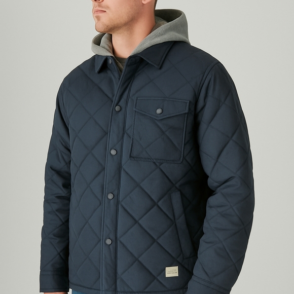 Men's Quilted Navy Jacket - Picture 1 of 2